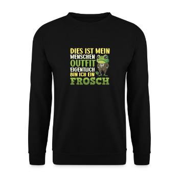 Faschings Kostüm DIES IST MEIN MENSCHEN OUTFIT - Unisex Pullover - Schwarz - Vorne - Alina (178cm) & Michal (187cm)