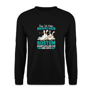 Faschingskostüm DAS IST MEIN MENSCHEN KOSTÜM - Unisex Pullover - Schwarz - Vorne - Alina (178cm) & Michal (187cm)