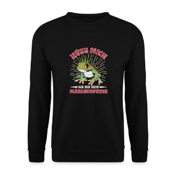 Froschkostüm KÜSS MICH BIN EIN MÄRCHENPRINZ - Unisex Pullover - Schwarz - Vorne - Alina (178cm) & Michal (187cm)