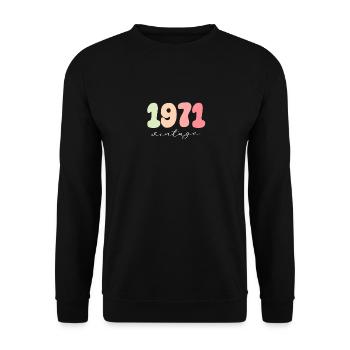 Birthday Year of birth 1971 - Unisex Sweatshirt - black - Front - Alina (178cm) & Michal (187cm)
