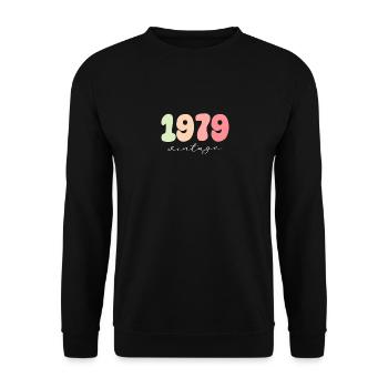Geburtstag Geburtsjahr 1979 - Unisex Pullover - Schwarz - Vorne - Alina (178cm) & Michal (187cm)