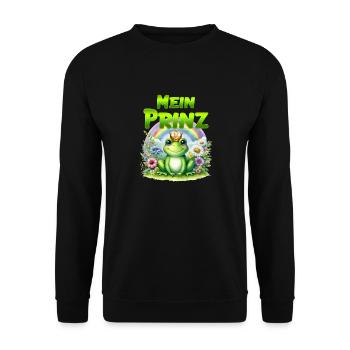 Froschkostüm Karneval MEIN PRINZ Lustiges - Unisex Pullover - Schwarz - Vorne - Alina (178cm) & Michal (187cm)