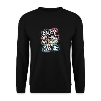 COOLES T-SHIRT, VIEL SPASS DU HAST - Unisex Pullover - Schwarz - Vorne - Alina (178cm) & Michal (187cm)