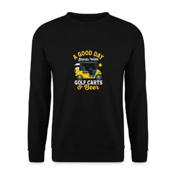 Une bonne journée commence avec des voiturettes de golf et de la bière Golfer Ho - Sweat-shirt Unisexe - noir - Devant - Alina (178cm) & Michal (187cm)