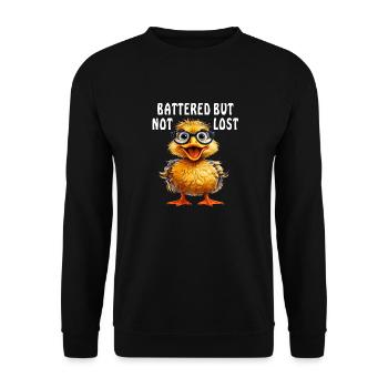ENTE BRILLE BATTERED BUT NOT LOST - Unisex Pullover - Schwarz - Vorne - Alina (178cm) & Michal (187cm)