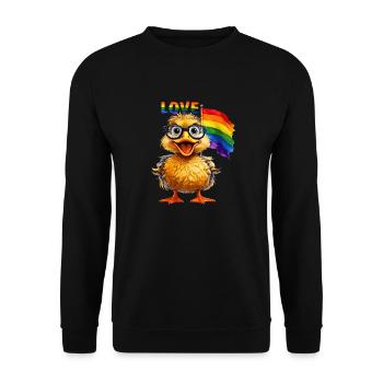 ENTE REGENBOGEN-FAHNE LOVE - Unisex Pullover - Schwarz - Vorne - Alina (178cm) & Michal (187cm)