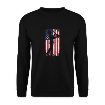 Saxophones American Flag - Unisex Sweatshirt - black - Front - Alina (178cm) & Michal (187cm)