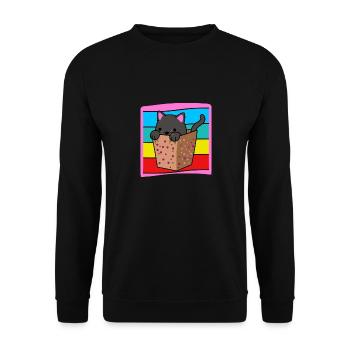 Cat in a box - Unisex Sweatshirt - black - Front - Alina (178cm) & Michal (187cm)