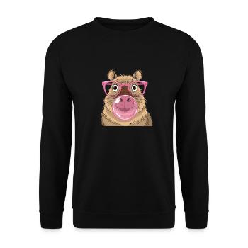 Niedliches Capybara mit Kaugummi für einen - Unisex Pullover - Schwarz - Vorne - Alina (178cm) & Michal (187cm)