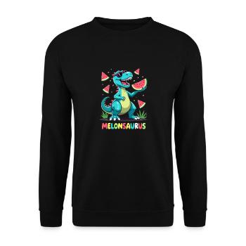 Melonsaurus Lustiger Dinosaurier für einen - Unisex Pullover - Schwarz - Vorne - Alina (178cm) & Michal (187cm)