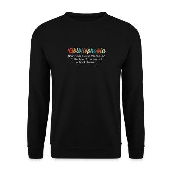 Abibliophobia Bookworm Reading Books - Unisex Sweatshirt - black - Front - Alina (178cm) & Michal (187cm)