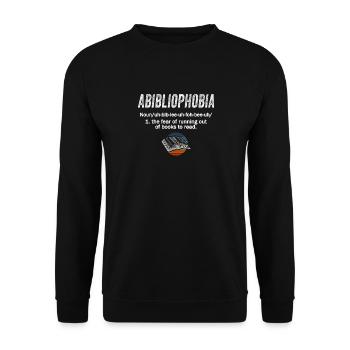 Abibliophobia Bookworm Reading Books - Unisex Sweatshirt - black - Front - Alina (178cm) & Michal (187cm)