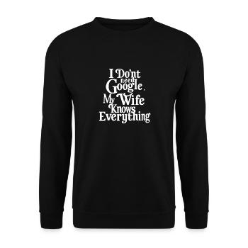 Drôle de femme sait tout Citation Drôle de femme sait - Sweat-shirt Unisexe - noir - Devant - Alina (178cm) & Michal (187cm)