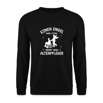 Altenpfleger Geschenk Altenpflege Pflegefachkraft - Unisex Pullover - Schwarz - Vorne - Alina (178cm) & Michal (187cm)