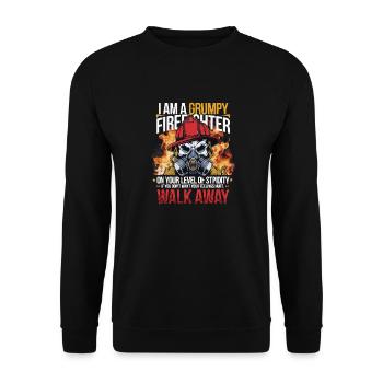 GRUMPY FIREFIGHTHER - Unisex Sweatshirt - black - Front - Alina (178cm) & Michal (187cm)