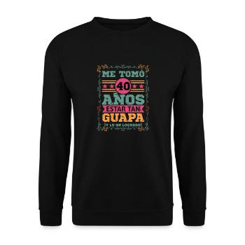 40 Years Fabulous: Birthday Clothing & Accessories - Unisex Sweatshirt - black - Front - Alina (178cm) & Michal (187cm)