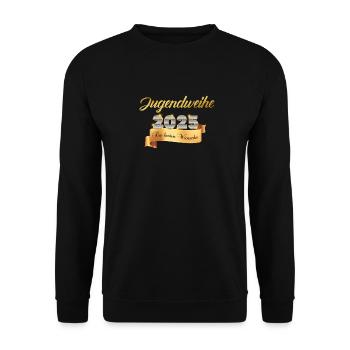Jugendweihe 2025 Golden Glitzer - Unisex Pullover - Schwarz - Vorne - Alina (178cm) & Michal (187cm)
