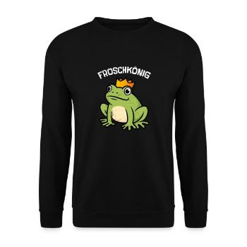 Kölner Karneval FROSCHKÖNIG Lustiges Frosch - Unisex Pullover - Schwarz - Vorne - Alina (178cm) & Michal (187cm)