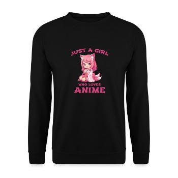 Just A Girl Who Loves Anime - Unisex Pullover - Schwarz - Vorne - Alina (178cm) & Michal (187cm)