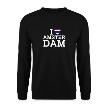 J’aime Amsterdam Thaïlande drapeau coeur jeu de mots - Sweat-shirt Unisexe - noir - Devant - Alina (178cm) & Michal (187cm)