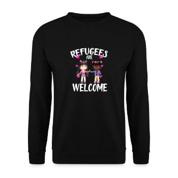 Les réfugiés sont les bienvenus Anime - Sweat-shirt Unisexe - noir - Devant - Alina (178cm) & Michal (187cm)