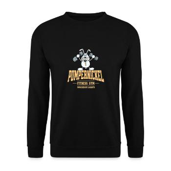 Pumpernickel Krafttraining Hase Fitness Spruch - Unisex Pullover - Schwarz - Vorne - Alina (178cm) & Michal (187cm)