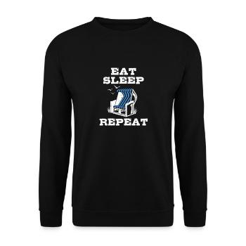 Manger Dormir Chaise De Plage Répéter, Plage, Vacances, Mer - Sweat-shirt Unisexe - noir - Devant - Alina (178cm) & Michal (187cm)