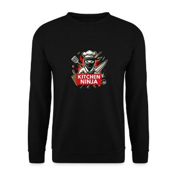 Küchenninja – Meister der Klingen & Pfannen - Unisex Pullover - Schwarz - Vorne - Alina (178cm) & Michal (187cm)