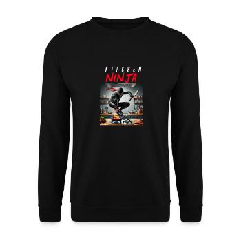 Kitchen Ninja – Hot with Knife & Humor - Unisex Sweatshirt - black - Front - Alina (178cm) & Michal (187cm)
