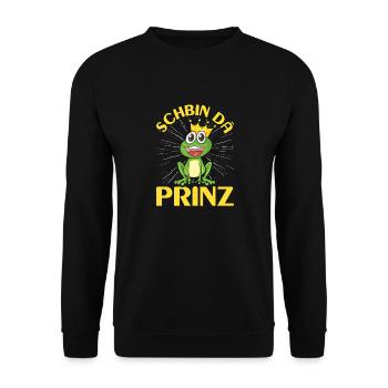 Karneval Kostüm Party SCHBIN DA PRINZ Lustiges - Unisex Pullover - Schwarz - Vorne - Alina (178cm) & Michal (187cm)