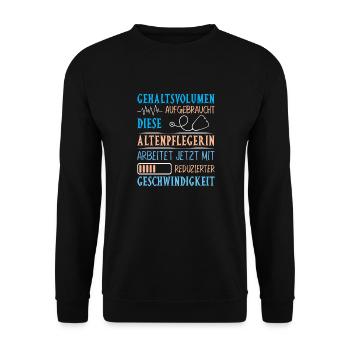 Altenpfleger Geschenk Altenpflege Pflegefachkraft - Unisex Pullover - Schwarz - Vorne - Alina (178cm) & Michal (187cm)
