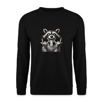 Rock 'n' Roll Waschbär Metall Kunst Design - Unisex Pullover - Schwarz - Vorne - Alina (178cm) & Michal (187cm)