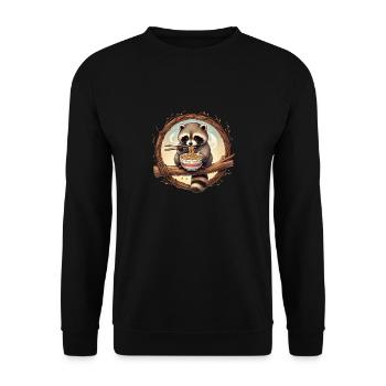 Süßer Waschbär isst Ramen-Nudeln Kunst - Unisex Pullover - Schwarz - Vorne - Alina (178cm) & Michal (187cm)