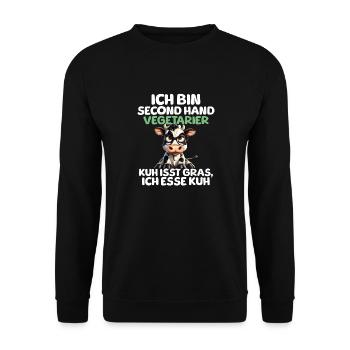 Second Hand Vegetarier - Unisex Pullover - Schwarz - Vorne - Alina (178cm) & Michal (187cm)