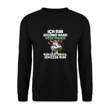 Second Hand Vegetarier - Unisex Pullover - Schwarz - Vorne - Alina (178cm) & Michal (187cm)
