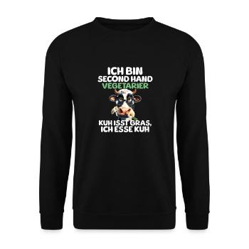 Second Hand Vegetarier - Unisex Pullover - Schwarz - Vorne - Alina (178cm) & Michal (187cm)