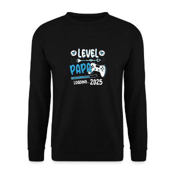 Level Complete Papa 2025 Loading Gamer Papa - Unisex Pullover - Schwarz - Vorne - Alina (178cm) & Michal (187cm)