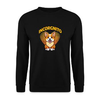 Incorgnito – Jeu de mots amusant sur le corgi - Sweat-shirt Unisexe - noir - Devant - Alina (178cm) & Michal (187cm)