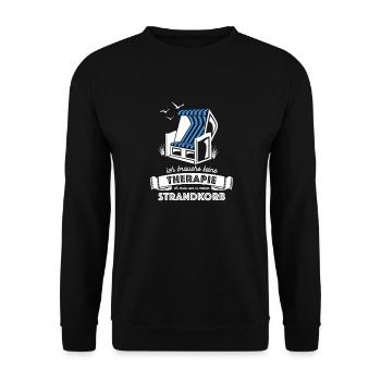 Ich brauche keine Therapie - Strandkorb - Unisex Pullover - Schwarz - Vorne - Alina (178cm) & Michal (187cm)