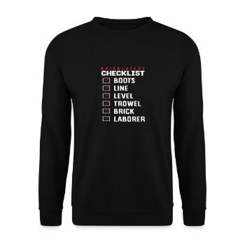 Maurer Checklist Boots Line Level Trowel - Unisex Sweatshirt - black - Front - Alina (178cm) & Michal (187cm)