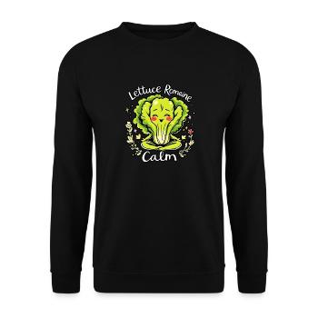 Salat Romaine Calm – Lustiger Salat Yoga - Unisex Pullover - Schwarz - Vorne - Alina (178cm) & Michal (187cm)
