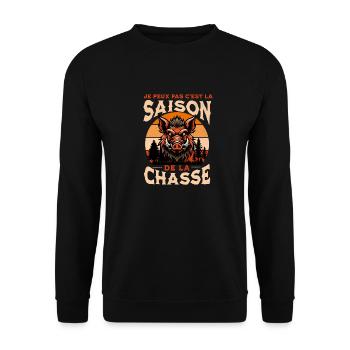 j'peux pas chasseur chassé chasse chasser - Sweat-shirt Unisexe - noir - Devant - Alina (178cm) & Michal (187cm)