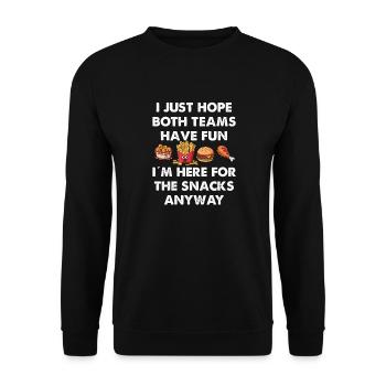 Just here for the snacks i hope both have fun - Unisex Pullover - Schwarz - Vorne - Alina (178cm) & Michal (187cm)