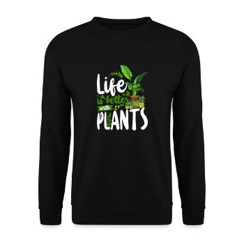 Plant Lover Gardening Life Is - Unisex Sweatshirt - black - Front - Alina (178cm) & Michal (187cm)