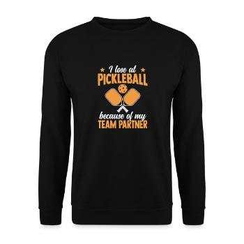 Je perds au pickleball à cause de mon partenaire d’équipe - Sweat-shirt Unisexe - noir - Devant - Alina (178cm) & Michal (187cm)