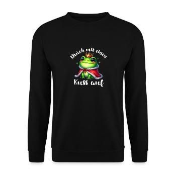 Froschkostüm DRÜCK MIR EINEN KUSS AUF Lustiges - Unisex Pullover - Schwarz - Vorne - Alina (178cm) & Michal (187cm)