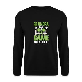 Pickleball Grandpa Paddleball Grandfather Paddle Game - Unisex Sweatshirt - black - Front - Alina (178cm) & Michal (187cm)