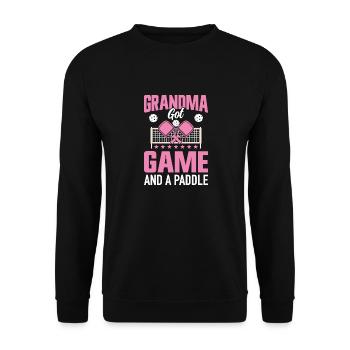 Pickleball Granny Paddleball Grandmother Paddle Game - Unisex Sweatshirt - black - Front - Alina (178cm) & Michal (187cm)