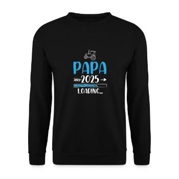 Papa 2025 Werdender Papa Vater Traktor - Unisex Pullover - Schwarz - Vorne - Alina (178cm) & Michal (187cm)