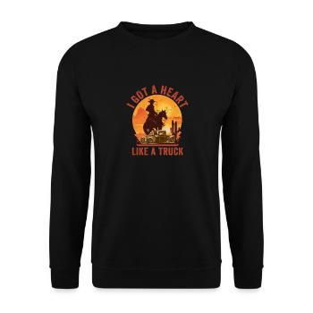 Ich habe ein Herz wie ein Truck - Unisex Pullover - Schwarz - Vorne - Alina (178cm) & Michal (187cm)
